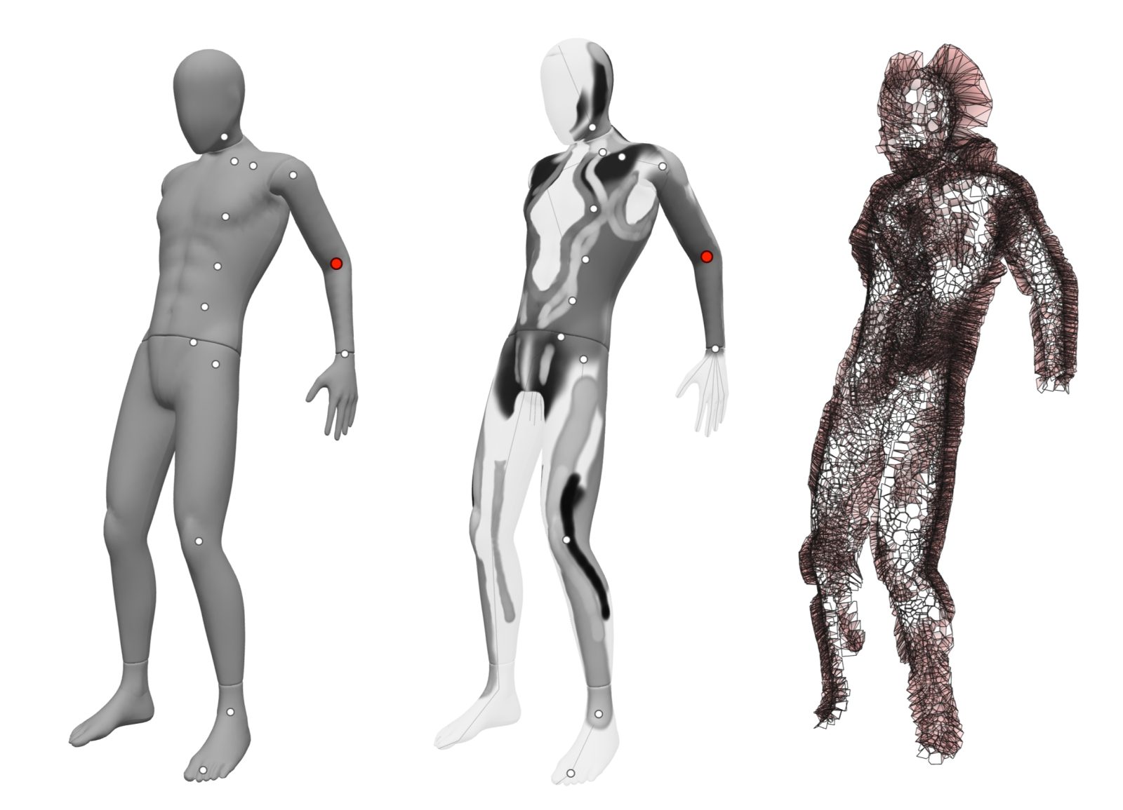 #1 pose setup / #2 heatmap drawing / #3 parametric design #1 pose setup / #2 heatmap drawing / #3 parametric design
